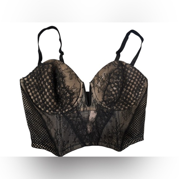 Victoria's Secret Other - Victoria's Secret Black and Beige Lace Bra Size 36C.